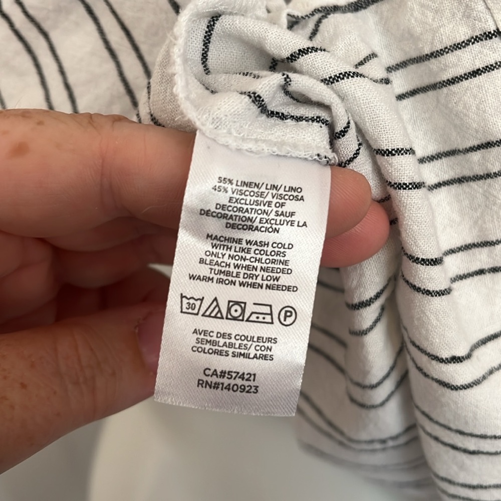 LOFT Black and White Striped Blouse with Embroidery - Picture 5 of 5